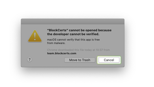 macOS Bcert Wallet Click Cancel
